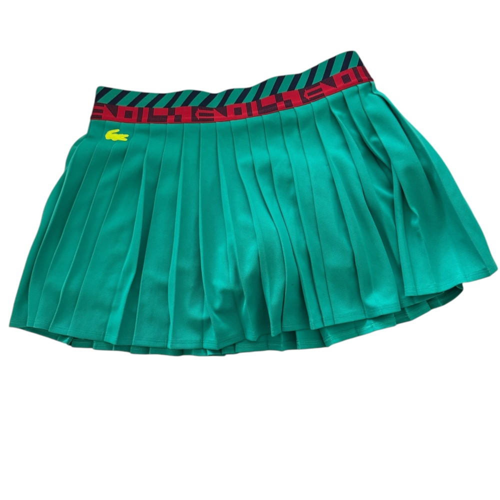 Lacoste Tennis Skirt Green/Navy Pleated Built In Short Size 42/L NWT